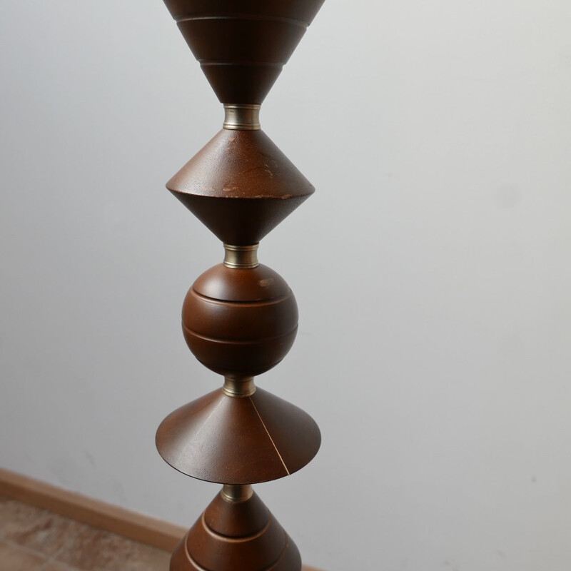 Vintage Geometric Wooden Floor Lamp, English