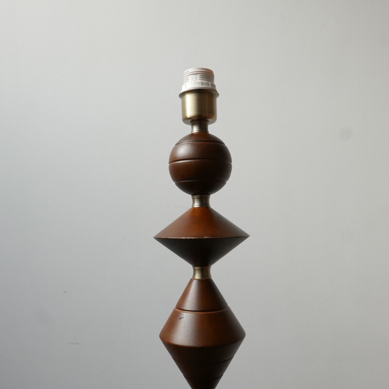 Lampadaire vintage géométrique en bois, Anglais