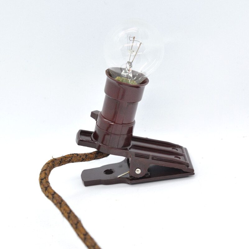 Vintage Clip-on minimalist bakelite lamp, Germany 1930s