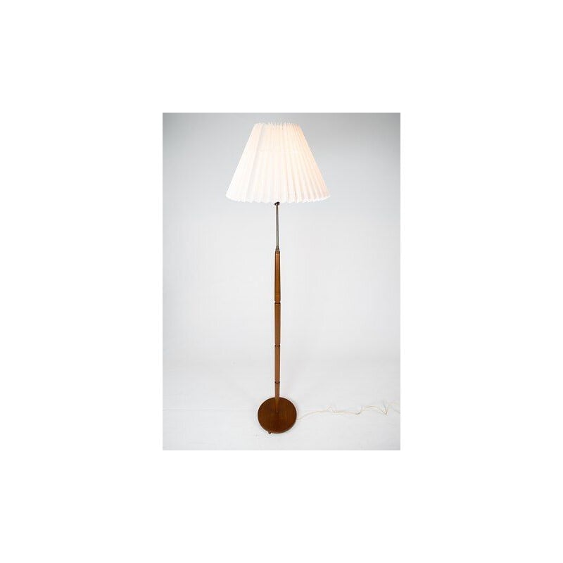Vintage vloerlamp van teakhout en messing, Deens 1960