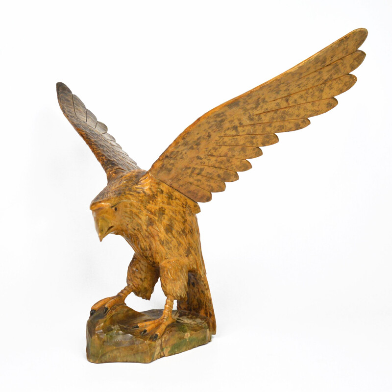Vintage Big wooden sculpture of eagle, Germany 1909s