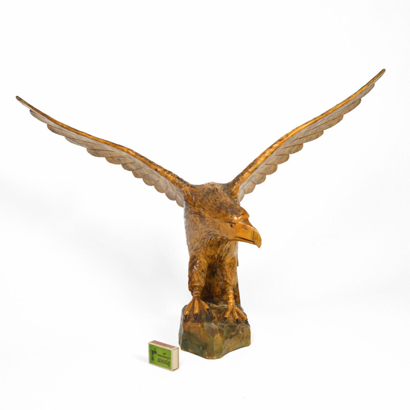 Vintage Big wooden sculpture of eagle, Germany 1909s