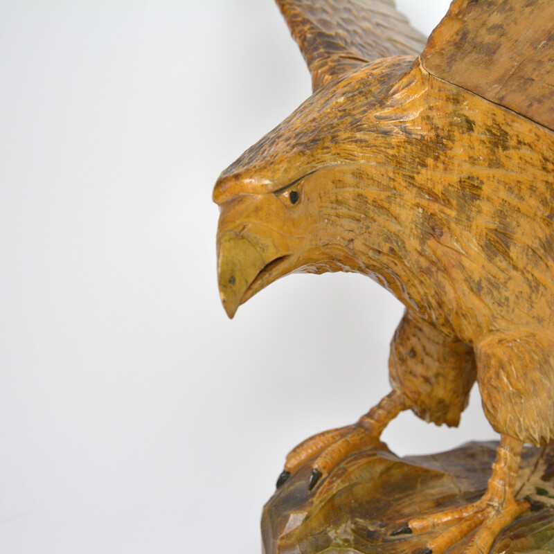 Vintage Big wooden sculpture of eagle, Germany 1909s