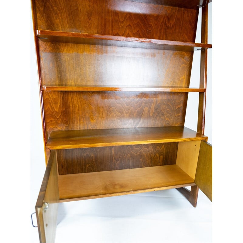 Vintage Bookcase with walnut cabinet beneath, Danish 1950s