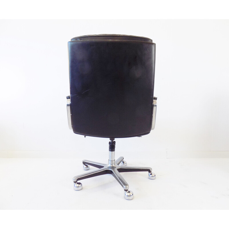 Vintage Drabert black leather office armchair 1970s