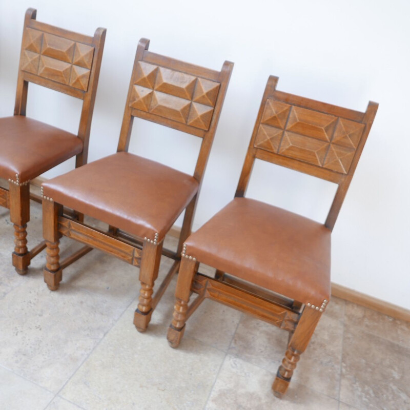 Conjunto de 4 cadeiras vintage Charles Dudouyt, francês 1940