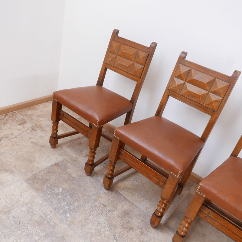 Set of 4 vintage Deco Dining Chairs Charles Dudouyt, French 1940s