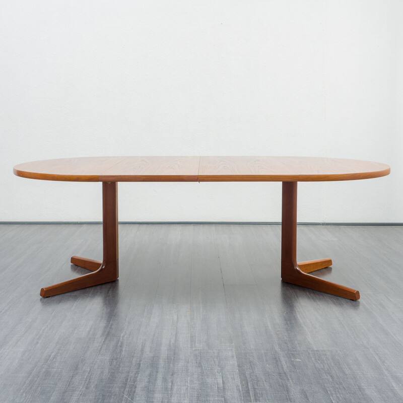Large vintage teak dining table extendable, Danish 1970s