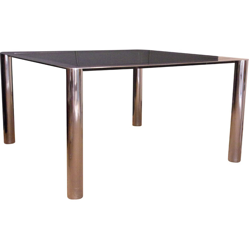 Italian Cinova dining table in glass and chromed metal, S. MAZZA & G. GRAMIGNA -  1969