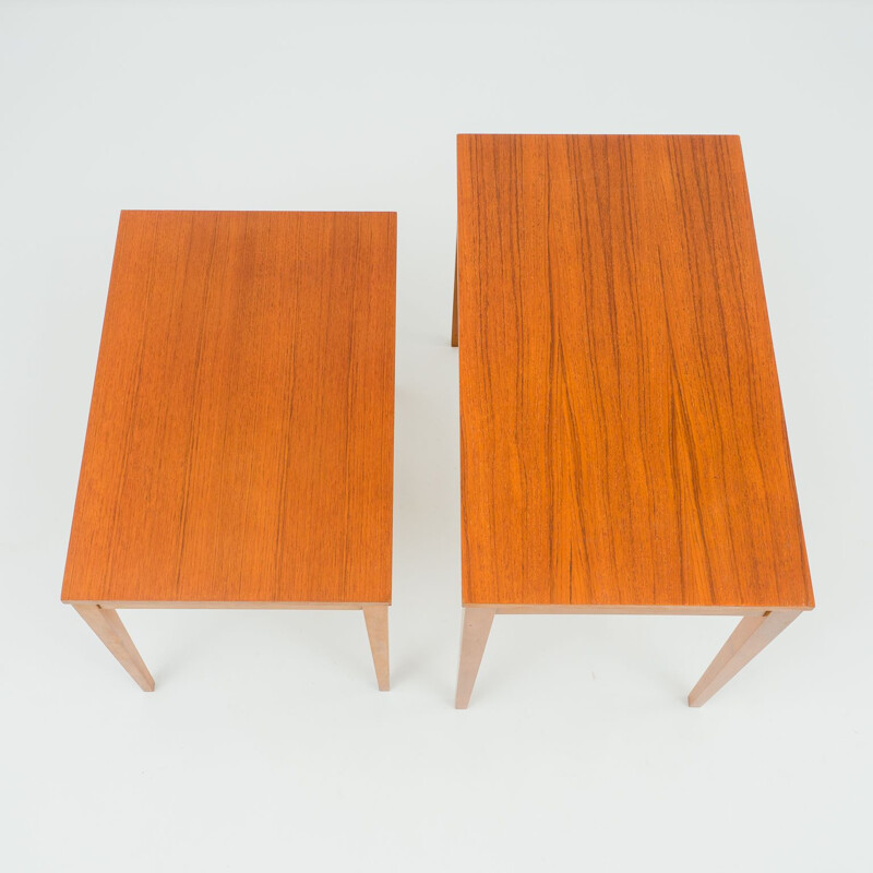 Paire de tables gigognes vintage en teck, Scandinave 1960