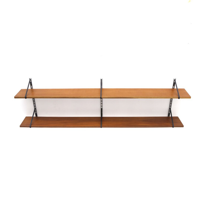 Pair of vintage teak hanging shelves 1960s