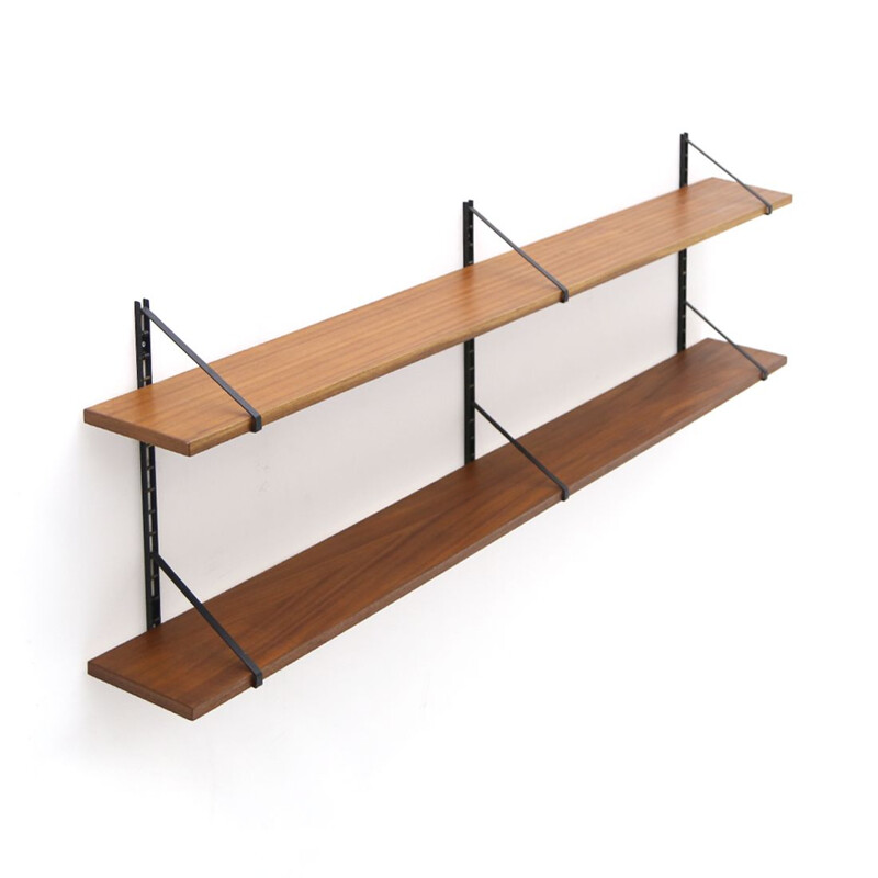 Pair of vintage teak hanging shelves 1960s