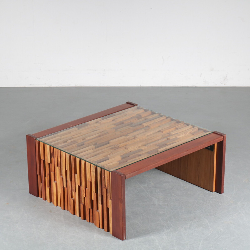 Vintage tropical hardwood coffee table by Percival Lafer, Brazil 1960