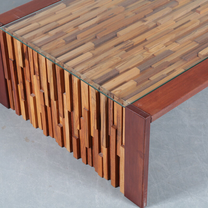 Mesa de centro vintage de madera tropical de Percival Lafer, Brasil 1960