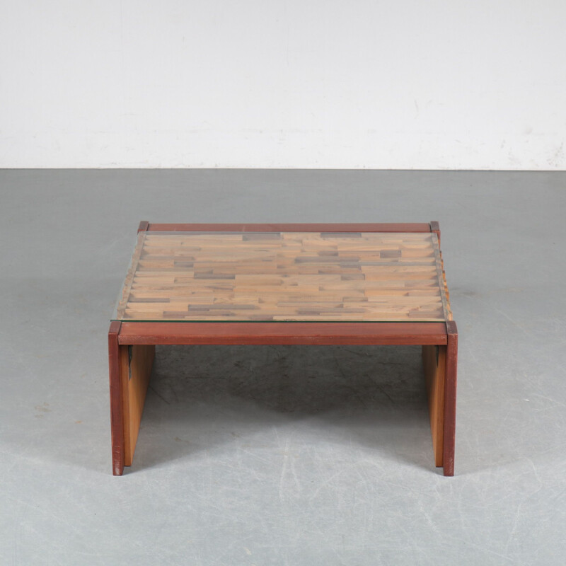 Vintage tropical hardwood coffee table by Percival Lafer, Brazil 1960