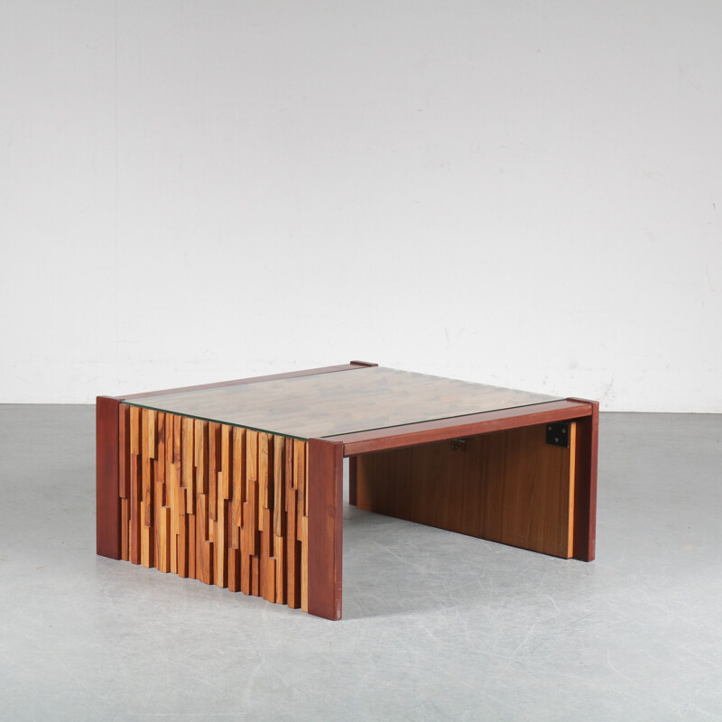 Vintage tropical hardwood coffee table by Percival Lafer, Brazil 1960