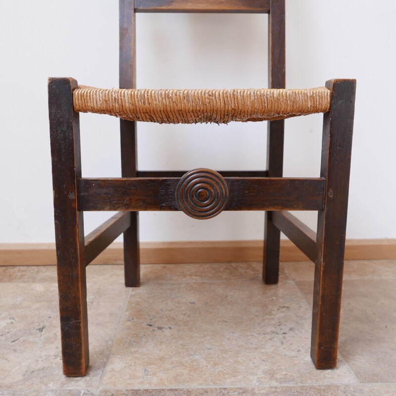Juego de 6 sillas de junco vintage de Charles Dudouyt, Francia 1940