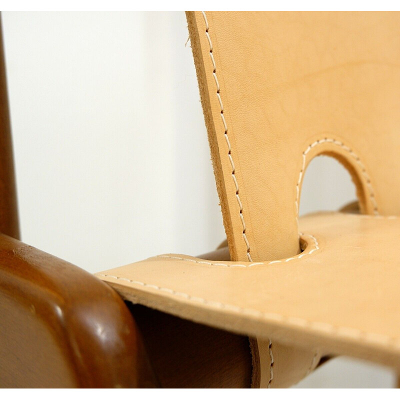 Set van 6 vintage leren stoelen van Ilmari Tapiovaara voor La Permanente Mobili Cantù, Italiaans