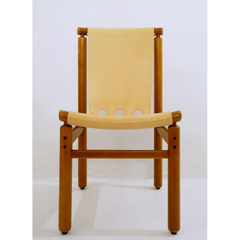 Juego de 6 sillas de cuero vintage de Ilmari Tapiovaara para La Permanente Mobili Cantù, Italia
