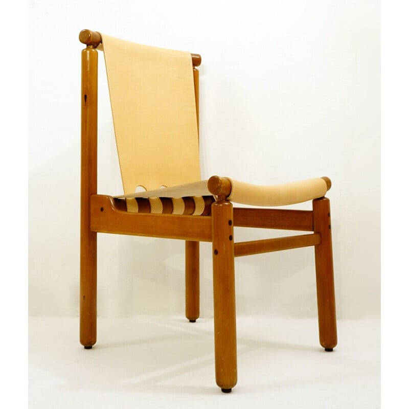 Set of 6 vintage Leather Dining Chairs by Ilmari Tapiovaara for La Permanente Mobili Cantù, Italian