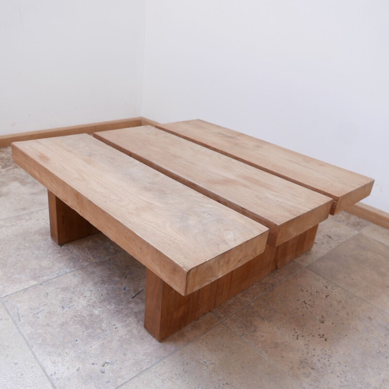 Vintage Thick Slab Coffee Table, Belgium 1980s