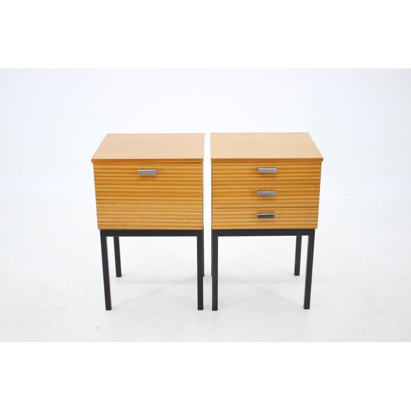 Vintage Minimalist Bedside Tables, Czechoslovakia 1960s