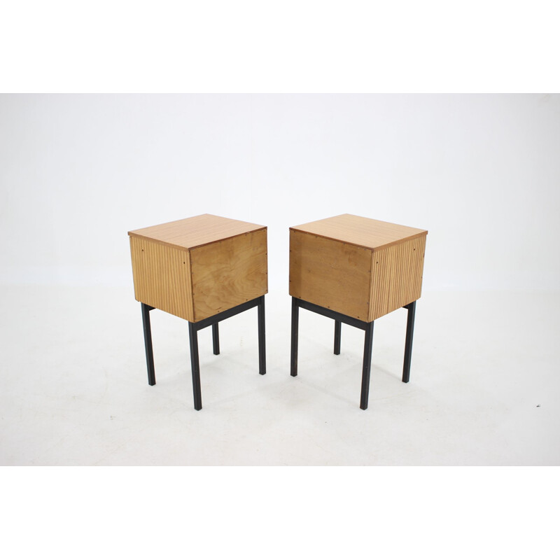 Vintage Minimalist Bedside Tables, Czechoslovakia 1960s