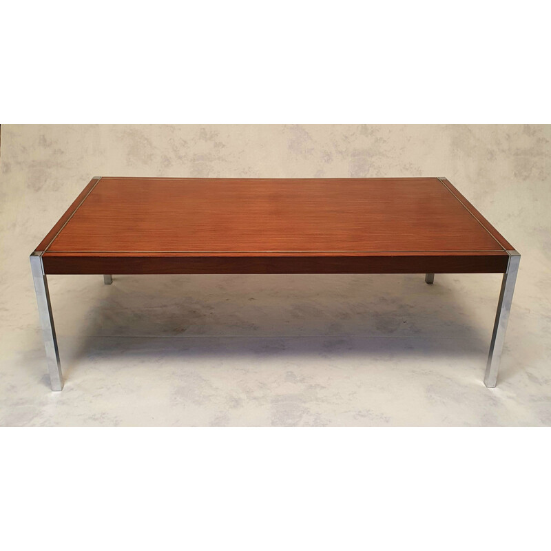 Vintage walnut & chrome steel coffee table by Richard Schultz for Knoll International, USA 1963s
