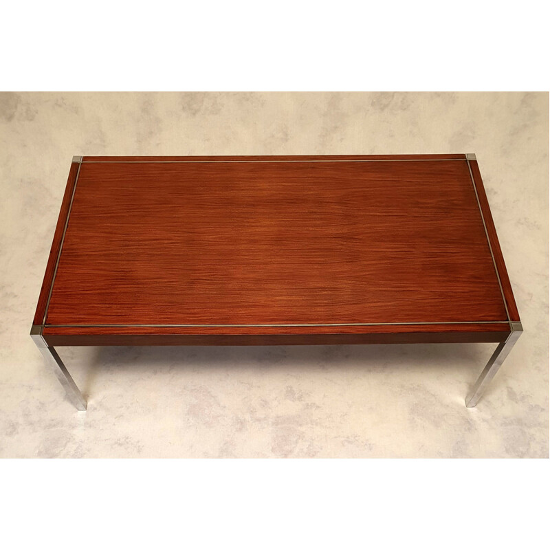 Vintage walnut & chrome steel coffee table by Richard Schultz for Knoll International, USA 1963s