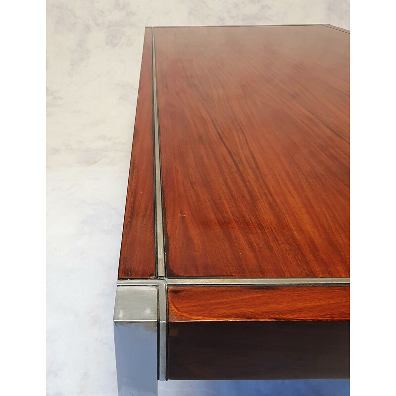 Vintage walnut & chrome steel coffee table by Richard Schultz for Knoll International, USA 1963s