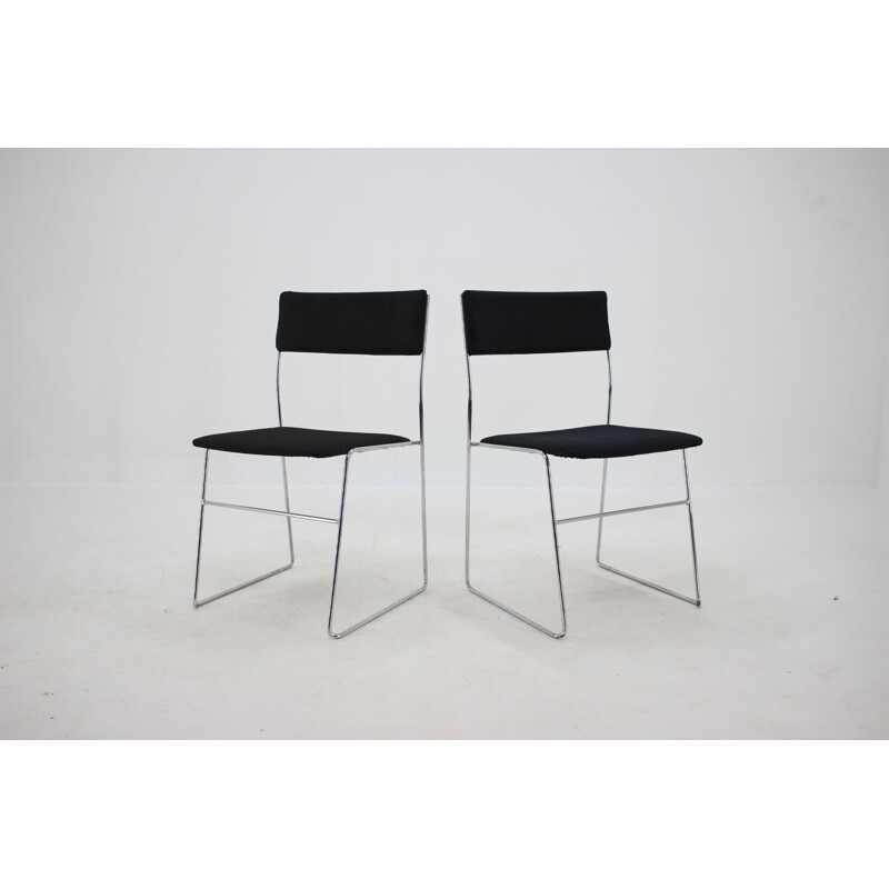 Set van 4 vintage minimalistische verchroomde stoelen, Tsjechoslowakije 1970