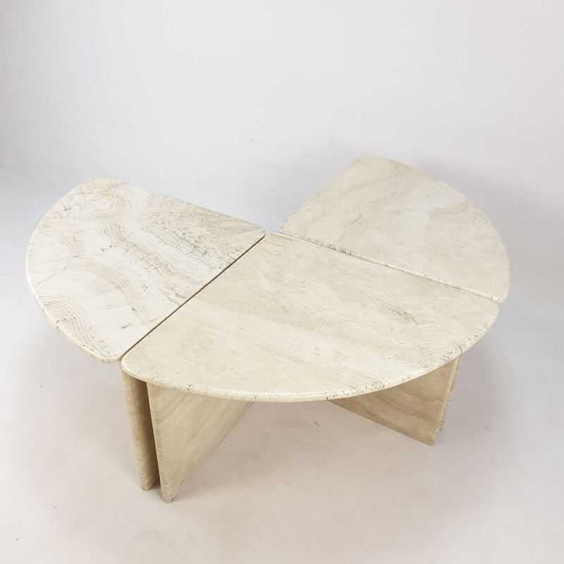 Vintage Travertine Coffee Table section 2, Italian 1980s