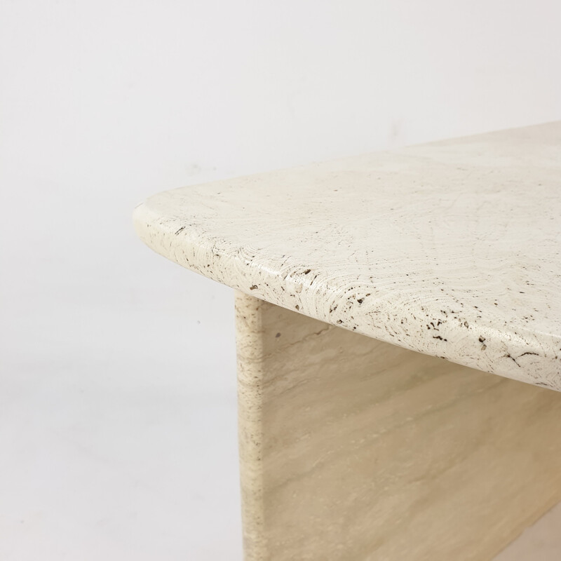 Vintage Travertine Coffee Table section 3, Italian 1980s