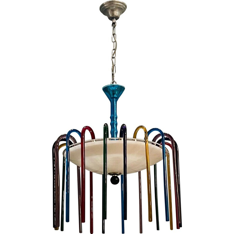 Vintage Multicolored Murano Glass Chandelier