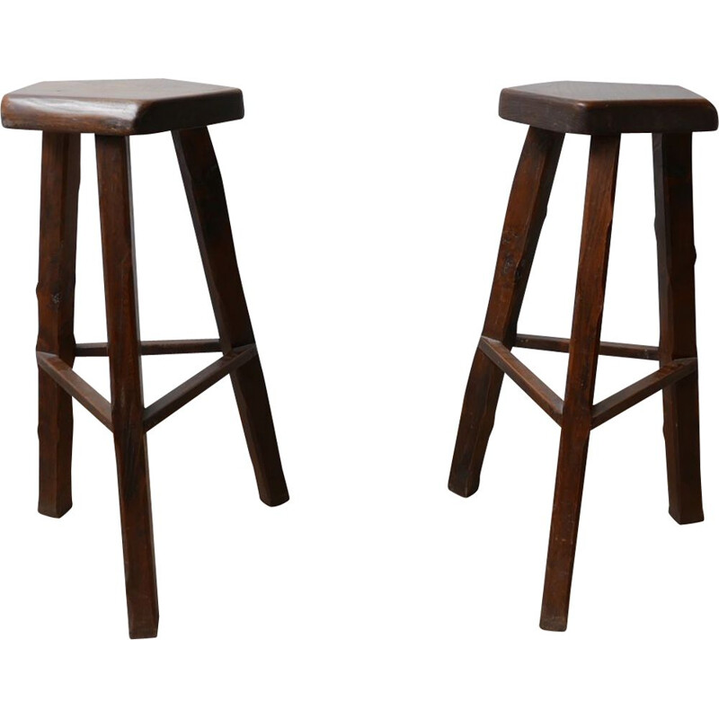 Pair of vintage brutalist Bar Stools