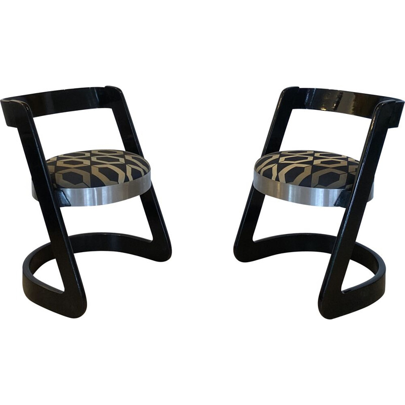 Ein Paar Vintage-Stühle aus schwarz lackiertem Holz von Mario Sabot, Italien 1960