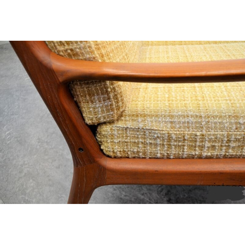 Cado "Senator" 3-seater sofa in teak and yellow fabric, Ole WANSCHER - 1960s