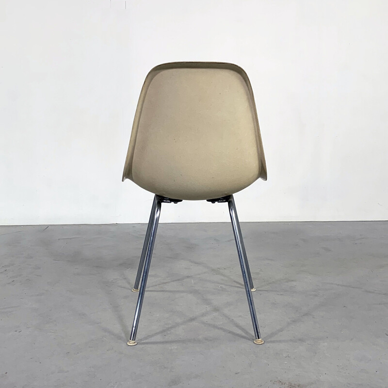 Vintage DSX Side Chair with red cushion by Charles & Ray Eames for Herman Miller 1960s