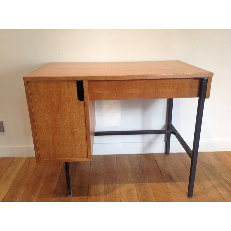 Desk in metal and oakwood, Jacques HITIER - 1950s