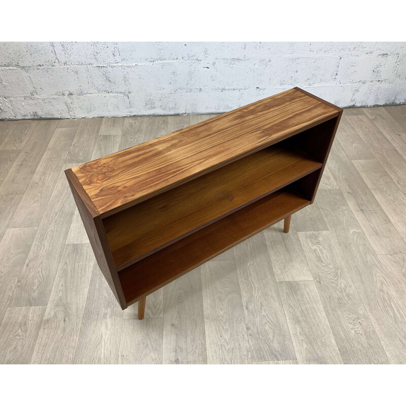 Vintage horizontal teak bookcase, Scandinavian 1960s