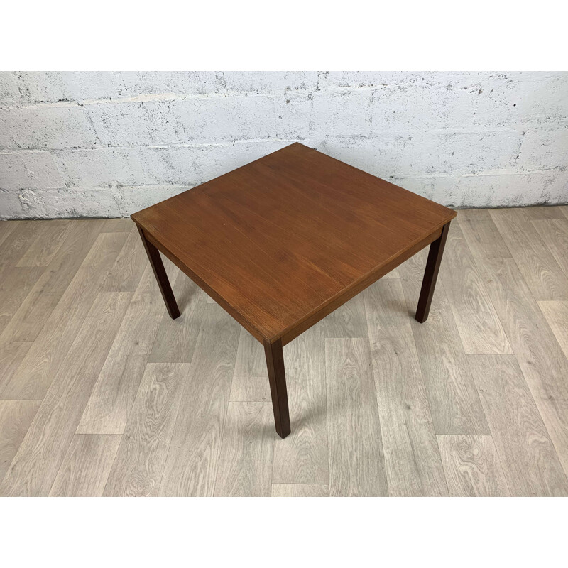 Vintage square teak coffee table by Domino Mobler, Scandinavian 1960s