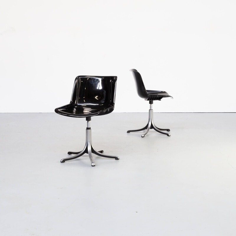 Paire de chaises de bureau vintage Osvaldo Borsani "modus" pour Tecno 1970