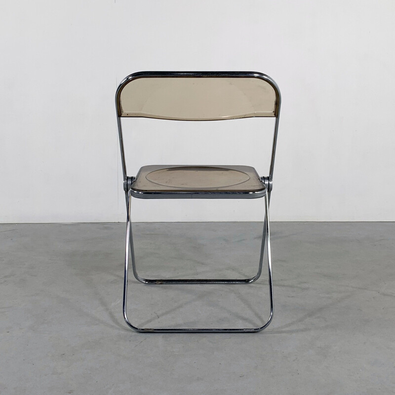 Vintage Smoke Plia folding chair by Giancarlo Piretti for Castelli 1960s