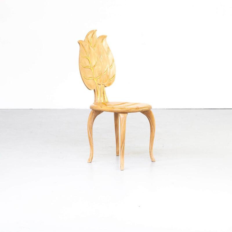 Set of 4 vintage Wooden Leaf Chair by Bartolozzi & Maioli, Italy 1970s