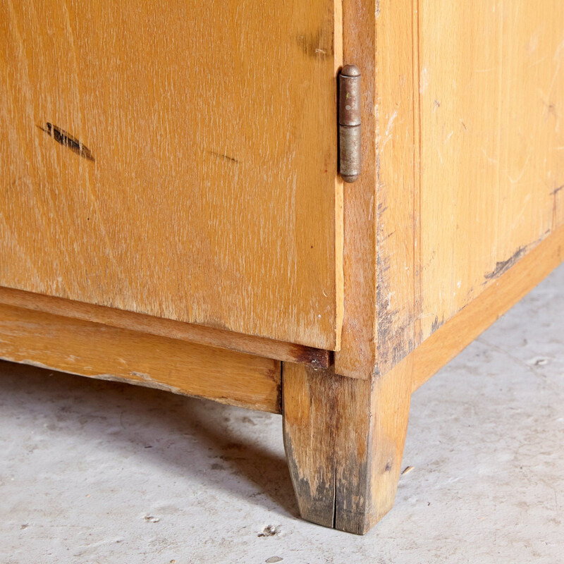 Vintage Bücherschrank mit Karten aus Holz, 1970