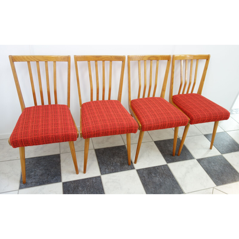 Set of 4 vintage dining chairs, czechoslovakia 1960s