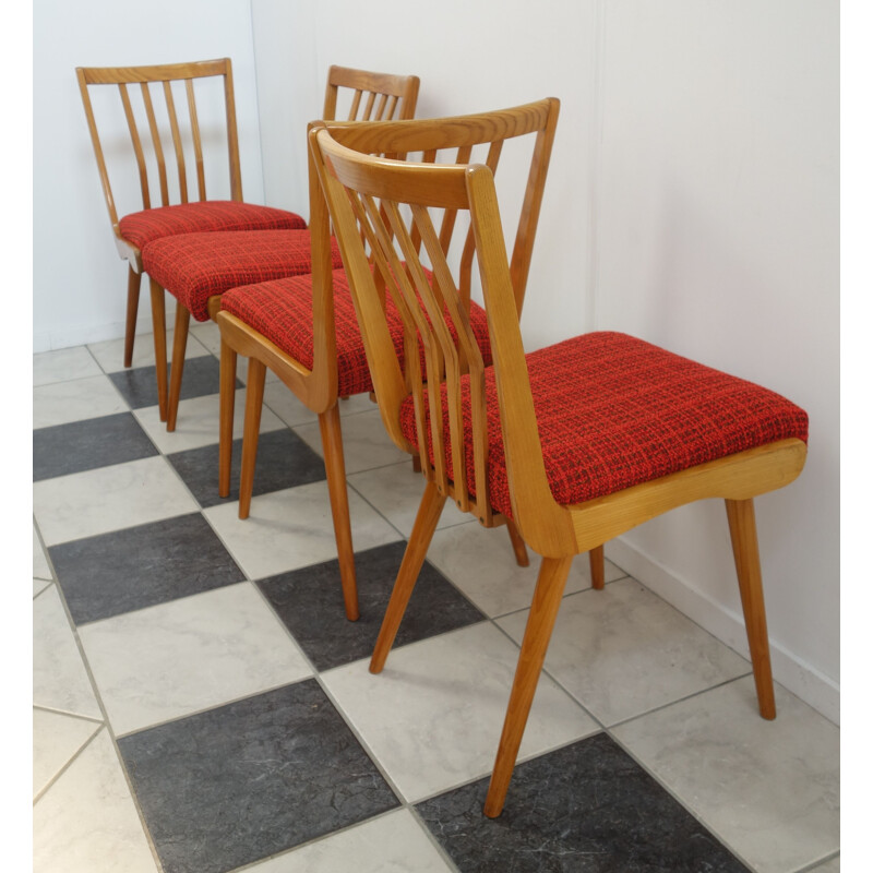Set of 4 vintage dining chairs, czechoslovakia 1960s