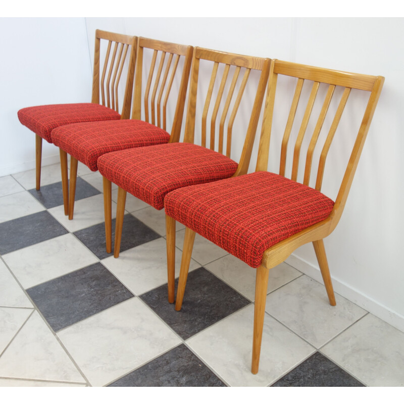 Set of 4 vintage dining chairs, czechoslovakia 1960s