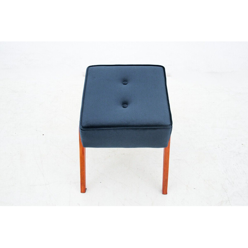 Vintage walnut Blue Footrest, Poland 1960s