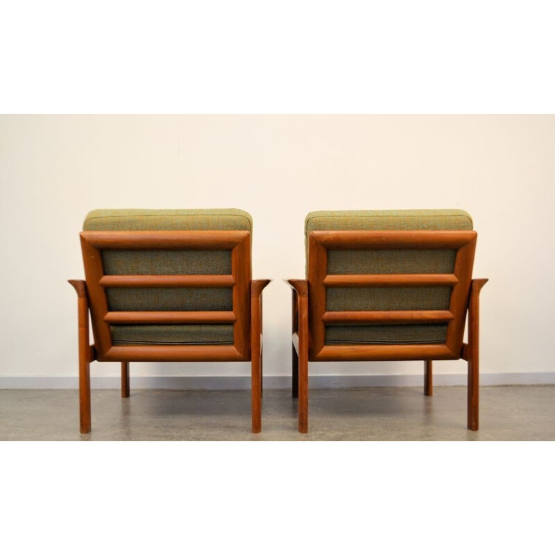 Pair of Scandinavian Komfort lounge chairs in teak, Sven ELLEKAER - 1960s